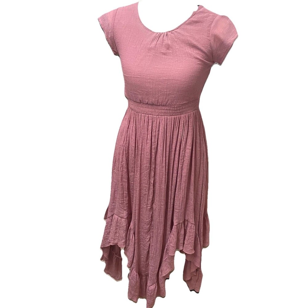 Mia Joy Joyfolie Dusty Rose Briley Dress Girls Size 8 Boho Cottagecore High-Low